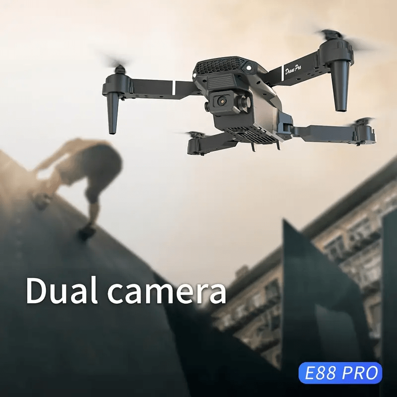 E88 Drone with Dual HD Cameras, Rechargeable Battery