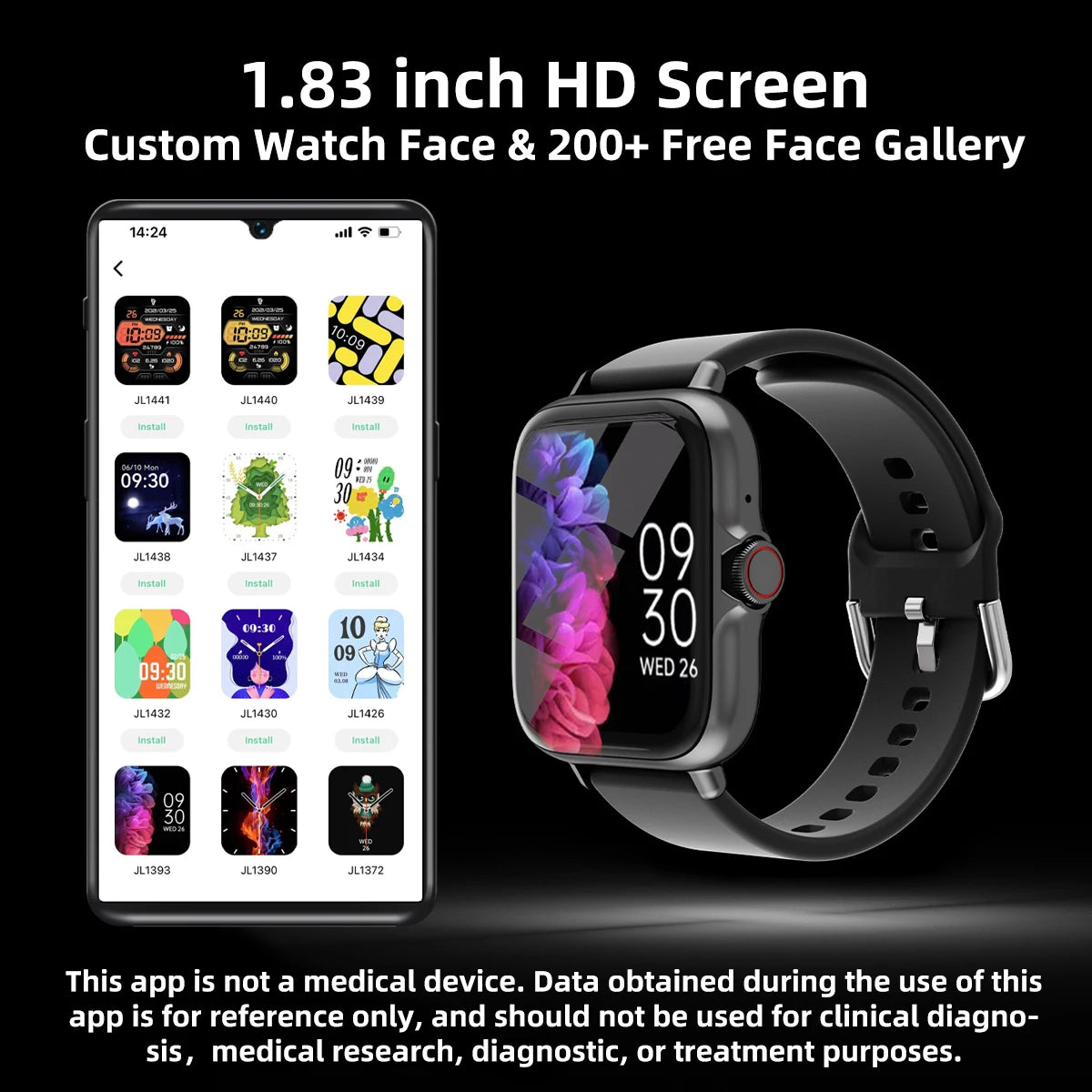 1.83'' Waterproof Smart Watch For IPhones and Androids